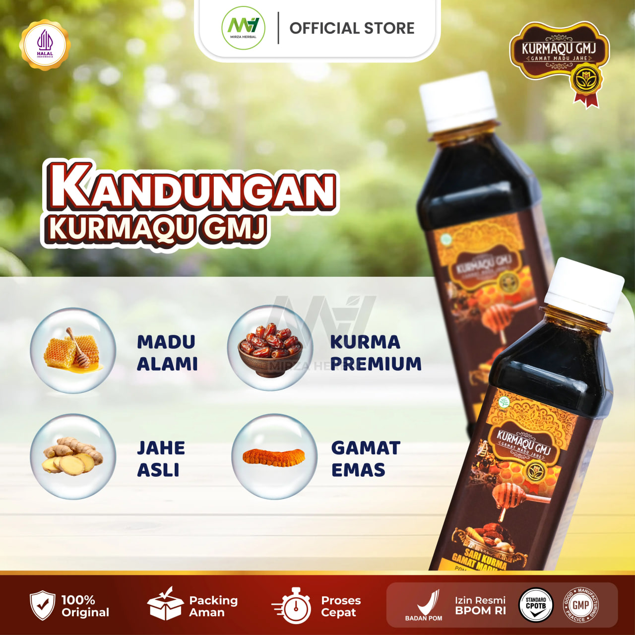 KurmaQu GMJ Sari Kurma Gamat Madu Jahe Asli 100% Original Aman Sudah Halal MUI dan BPOM 3