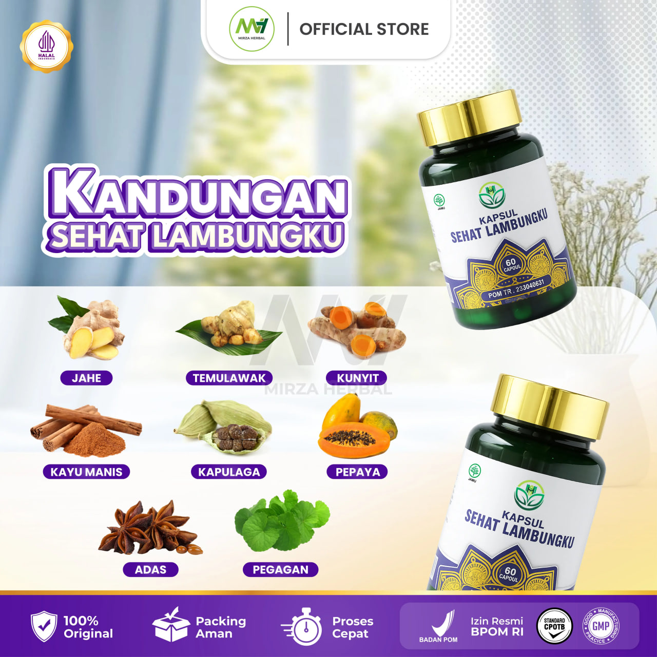 Kapsul Sehat Lambung Original 100% Asli Untuk Lambung Aman Sudah HALAL BPOM Isi 60 Kapsul 3