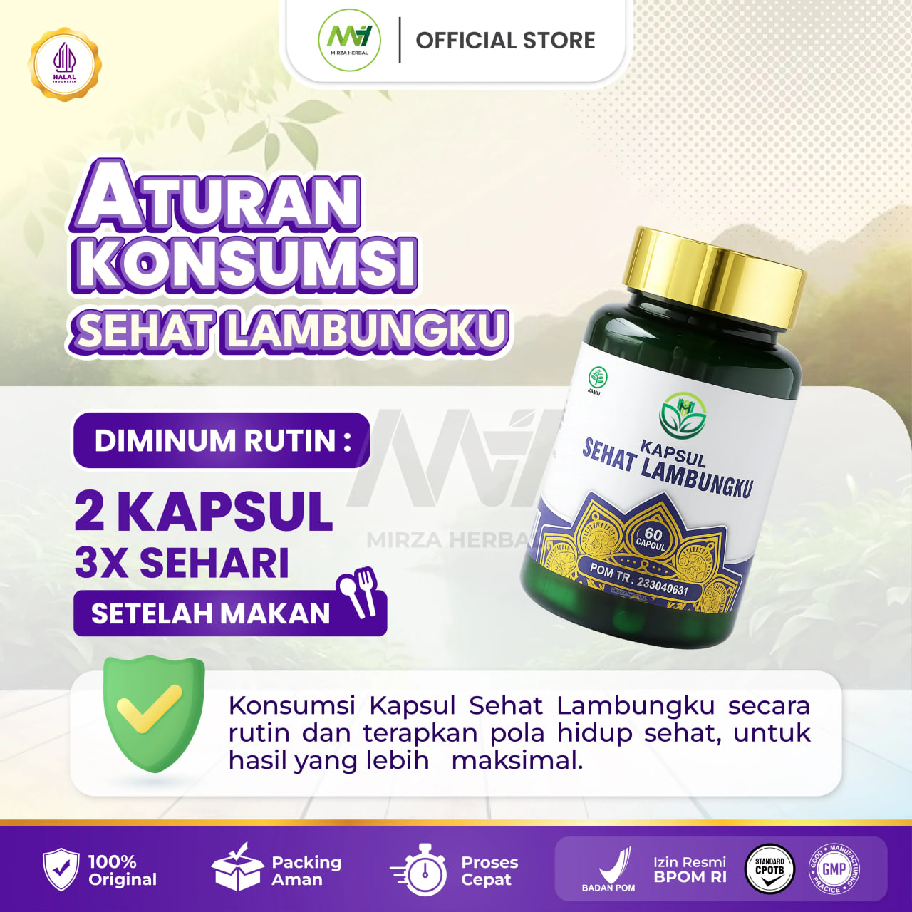 Kapsul Sehat Lambung Original 100% Asli Untuk Lambung Aman Sudah HALAL BPOM Isi 60 Kapsul 4